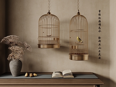新中式挂件 现代鸟笼 圆形鸟笼 鸟笼组合