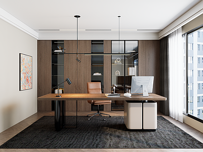 现代简约书房 意式轻奢书房 意式办公室 意式轻奢办公桌 现代书房 简约书房