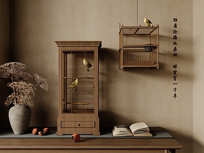 新中式挂件 新中式鸟笼 方形鸟笼 鸟笼组合