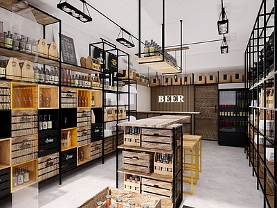 工业风烟酒店 啤酒屋 啤酒专卖店 烟酒店 酒馆酒水 酒柜酒架