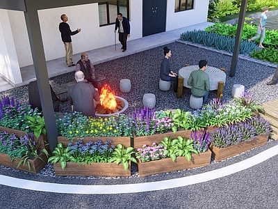 新中式景观乡村庭院 乡村庭院 荷花池塘 钢架棚 花箱