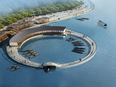 新中式驿站 驳岸 船坞