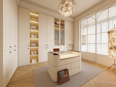 奶油风衣帽间 奶油风衣帽间 中古风衣帽间 法式衣帽间 步入式衣帽间