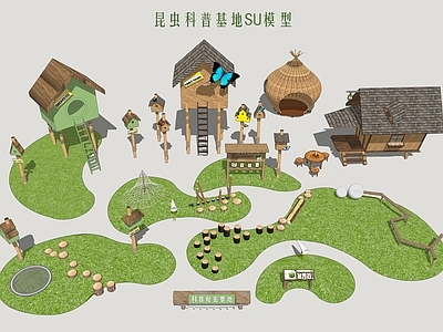 自然原木风儿童游乐空间 昆虫屋 蝴蝶基地 儿童科普基地 户外自然课堂 木屋