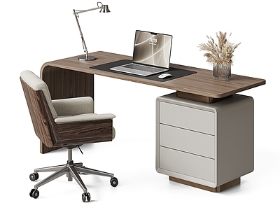 现代简约书桌椅 MINOTTI DAIKI 意式书桌椅 书桌椅办公桌椅 带抽屉书桌