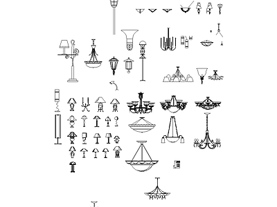 现代简约灯具图库 吊灯 灯笼 施工图