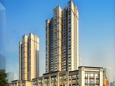 新古典主义小高层住宅楼 ATCO风格住宅 商住楼 门头