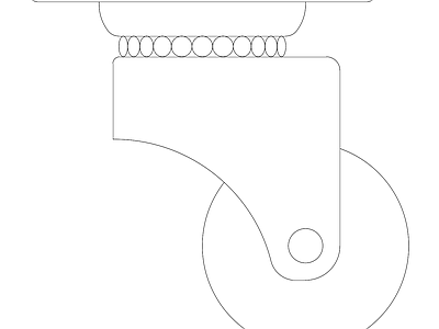 精选全屋定制家具家居五金图块 五金系列常用图块 脚轮侧面