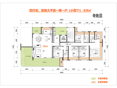 现代简约住宅楼建筑 第四代住宅 T1大平层户型 一梯一户户型 空中花园 新规负公摊户型 施工图