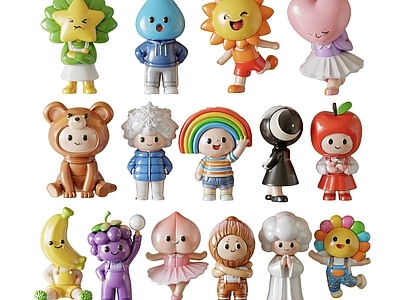 盲盒潮玩风格摆件组合 潮玩 装饰品 玩具  布娃娃