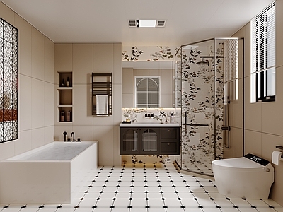 中古风卫生间 法式卫生间 法式浴室柜