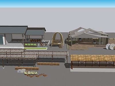 新中式亭子 稻田廊架亭子