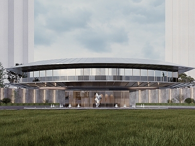 现代极简售楼处建筑 示范区入口 小区入口 售楼处建筑 示范区景观