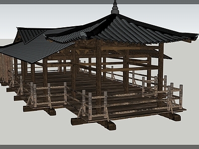 新中式古建筑 古建筑 凉亭 凉棚