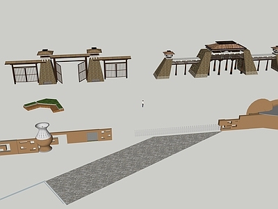 新中式入口大门 大门建筑 特色建筑 中式建筑