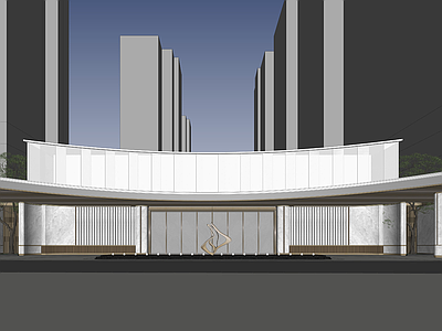 现代简约售楼处建筑 示范区入口 小区入口 售楼处 示范区景观