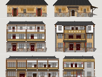 新中式民宿建筑 乡村民宿 乡村农家乐 乡村民居建筑 乡村民房建筑 乡土建筑