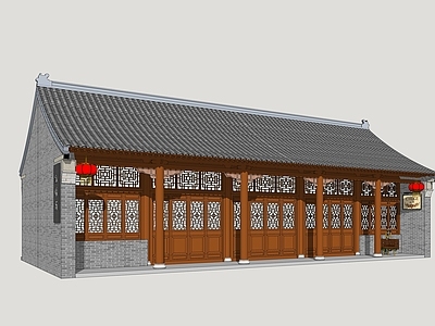 新中式餐饮建筑 商业建筑 仿古建筑 传统民居建筑 民俗商业建筑