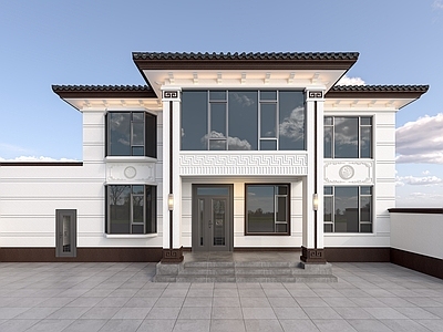 新中式别墅外观 建筑外观 自建房 农村宅基地 中式别墅