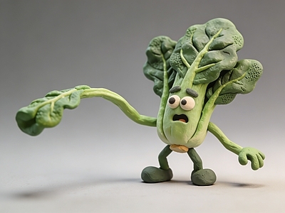 黏土动画风格虚拟人物 菠菜 卡通 蔬菜 雕塑 美陈