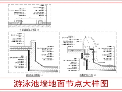 地面综合节点 泳池做法节点图 施工图