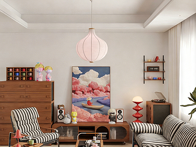 中古风家居客厅 孟菲斯 客厅 客厅潮玩 工作室