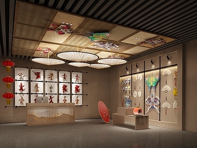 新中式文创展厅 非遗展厅 油纸伞