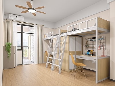 奶油风公寓 学生宿舍 现代公寓 学生公寓 公寓上下床