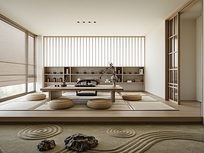 日式禅意茶室 茶室  茶桌椅 茶柜