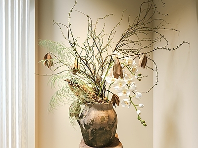 侘寂风花瓶 花瓶  中古花艺盆景  陶罐花瓶 干枝花艺 现代花艺