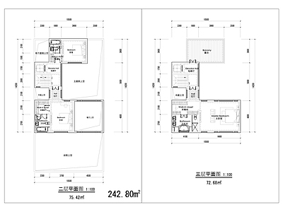 现代别墅建筑 别墅户型平面图 施工图