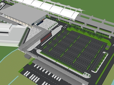 现代主义火车站 停车场 雨棚 廊架 室外工程 交通建筑