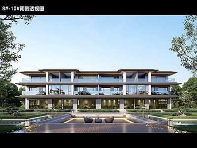 联排住宅 多层联排别墅 效果图 施工图