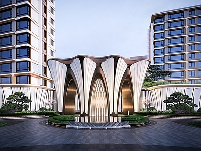 现代轻奢售楼处建筑 天津喜悦里 超现实主义风格 现代异形弧形风格