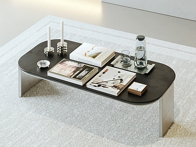 现代简约餐具 现代法式中古奶油 包豪斯侘寂多巴胺 方形金属圆形茶几 装饰摆件香薰蜡烛 书籍水杯水壶托盘