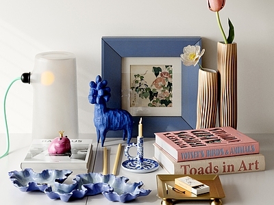 现代简约摆件组合 装饰摆件组合 花艺摆件 书籍杂志 饰品d 雕塑