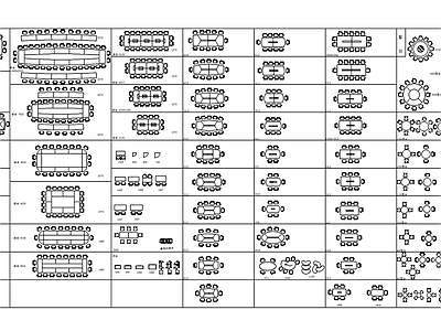 现代简约桌椅 会议桌 施工图