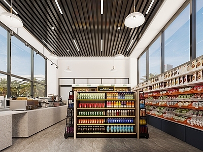 现代简约便利店 超市 便利店 前台 前台收银台