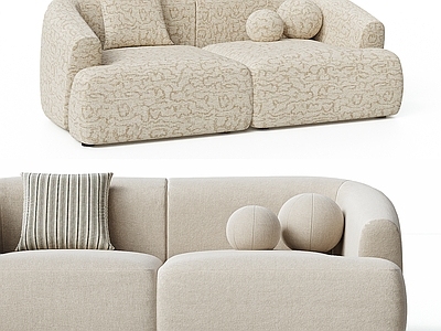 奶油风双人沙发 Moroso 现代简约双人沙发 布艺双人沙发 奶油风沙发