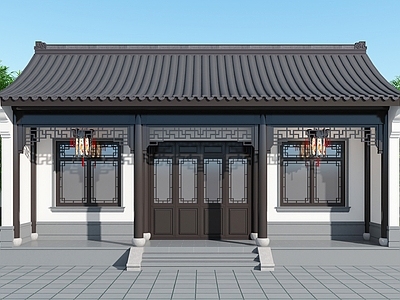 新中式古建筑 厢房 民宿 民居 苏式建筑 仿古建筑