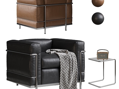 现代单人沙发 cassina LC2沙发 单人沙发 皮革沙发 包豪斯沙发