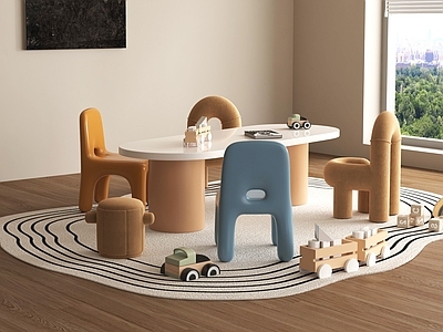 奶油风儿童桌椅 现代儿童桌椅