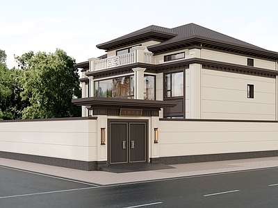 新中式别墅外观 自建别墅 新中式自建别墅 自建房 别墅