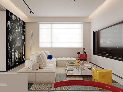 现代简约家居客厅 包豪斯客厅 多巴胺 极简