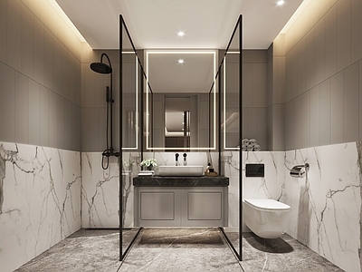 现代简约卫生间 现代卫生间 主卫 别墅卫生间 酒店卫生间 轻奢卫生间