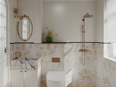 法式卫生间 法式洗手间 奶油法式 轻奢法式 马桶 浴室柜