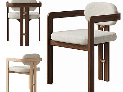 现代简约餐椅 中古风扶手椅 布艺实木单椅 软包靠背休闲椅 茶椅单椅书椅餐椅 法式复古餐椅