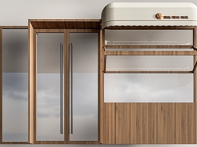 原木风窗户组合 现代店铺玻璃门   咖啡厅门 奶茶店玻璃门