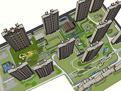 现代主义高层住宅 住宅小区景观