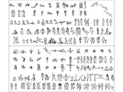 现代人物 人物图块 图库 儿童 模特 运动人物 施工图